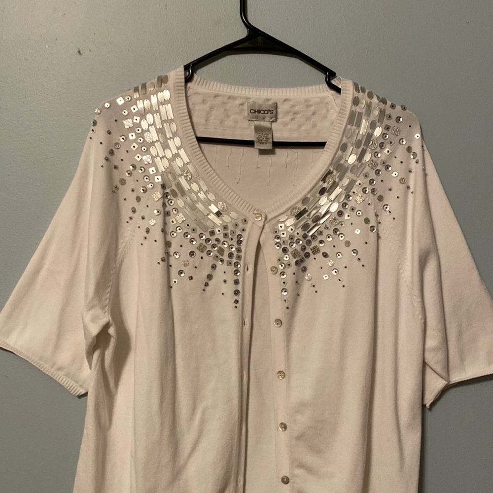 Chico’s white cardigan